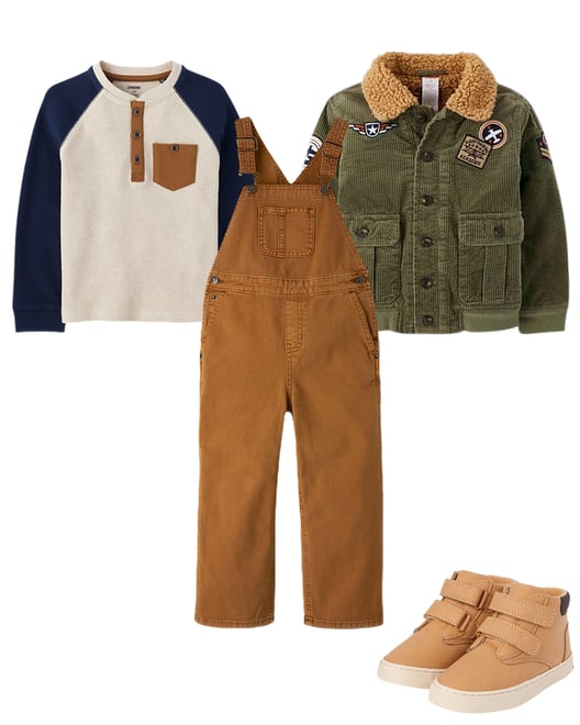 Boys Embroidered Aviator Patch Corduroy Jacket - Highland Hills - Green