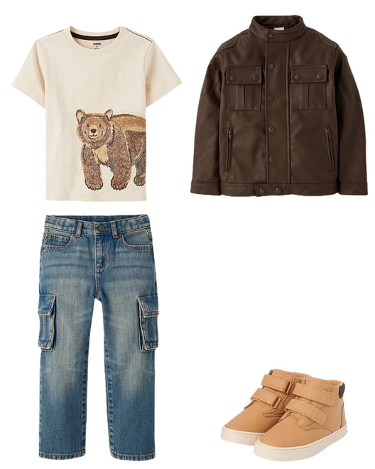 Kids Baggy Cargo Jeans - Little Essentials - Blue