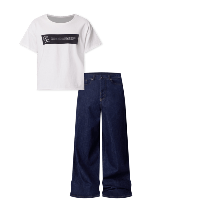 Distressed Wide Neck Tee - Antique White