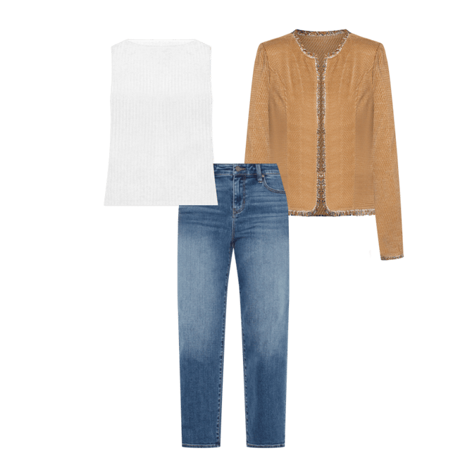 COLLARLESS JACKET WITH FRAYED EDGES – LIVERPOOL LOS ANGELES