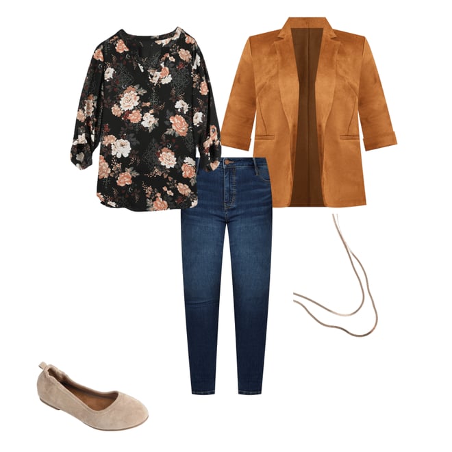 Plus Size Faux Suede Open Front Blazer