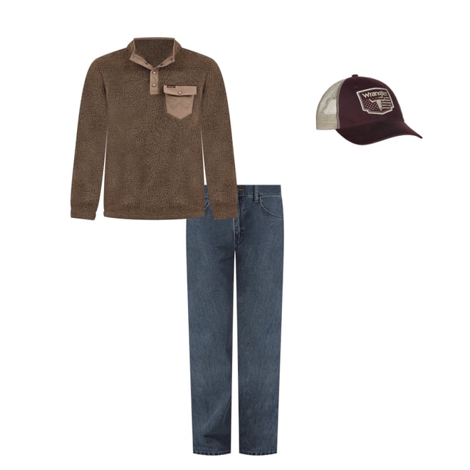 Men's Wrangler Quarter Snap Sherpa Pullover in Chocolate Chip