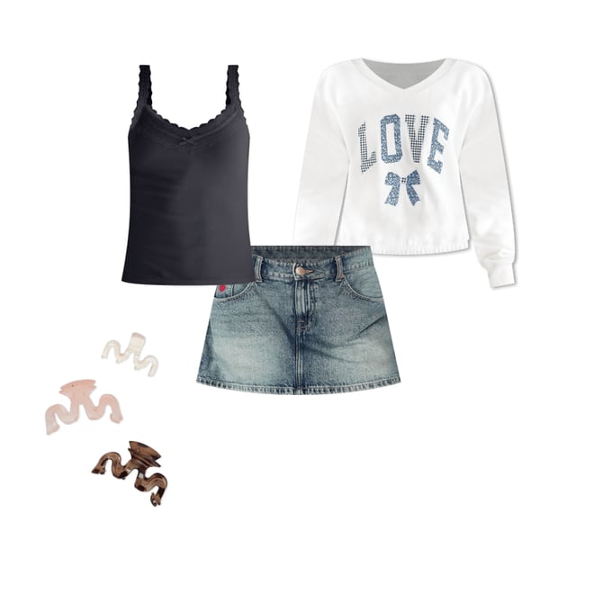 Demetra for Aero Low-Rise Denim Mini Skirt