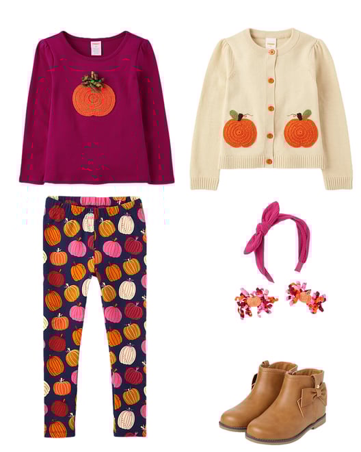 3rd bundle featuring 4 items which compliment Girls Pumpkin Leggings