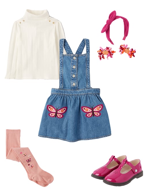Girls Pleated Button Denim Skort - Campus Cuties - Blue