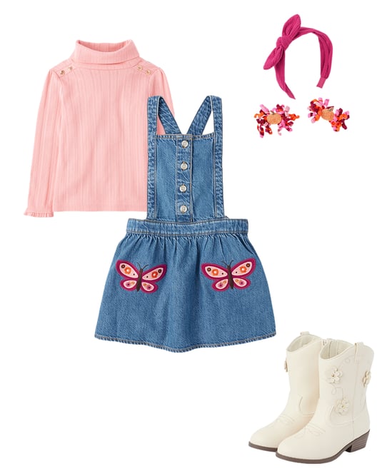 Girls Pleated Button Denim Skort - Campus Cuties - Blue