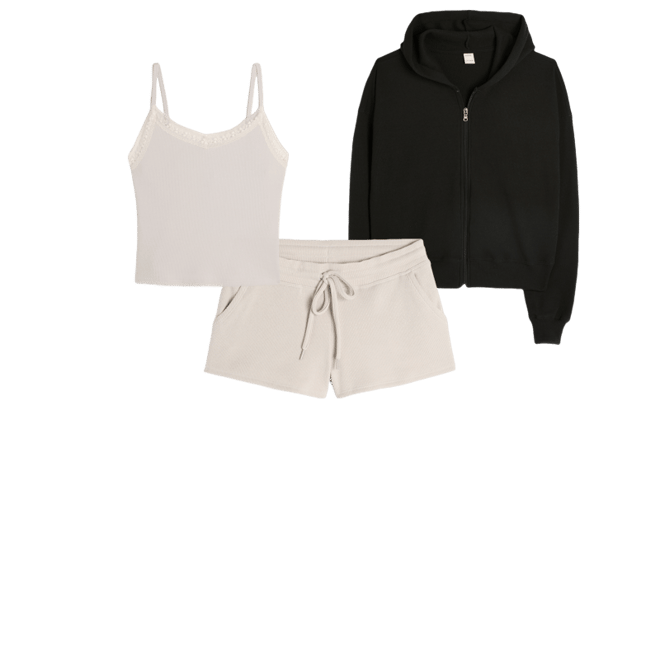 Gilly Hicks Zip-Up Waffle Hoodie
