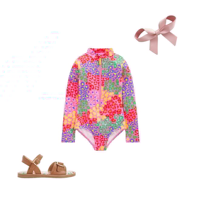 1st bundle featuring 2 items which compliment Long-Sleeved Swimsuit-Pink Rainbow Leopard