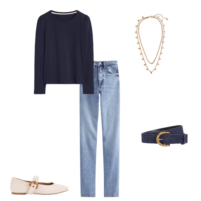 2nd bundle featuring 4 items which compliment Cotton Crew Long Sleeve Top-Navy
