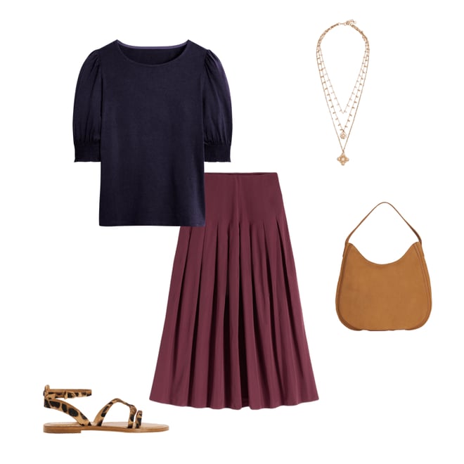 5th bundle featuring 4 items which compliment Short Sleeve Smocked Cuff Top-Navy