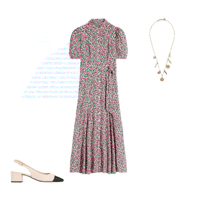 Alegra Midi Shirt Dress-Pink Ribbon, Floweret Vine | Boden USA