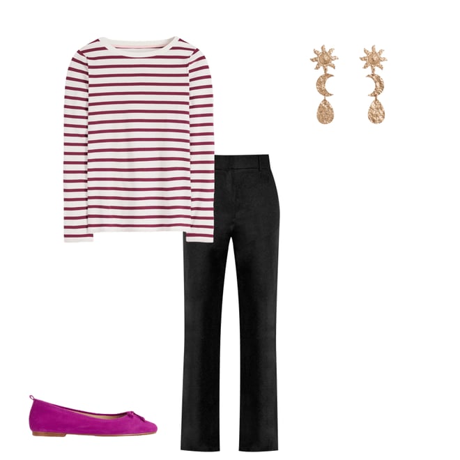2nd bundle featuring 3 items which compliment Olivia Long Sleeve Breton-Deep Wisteria Stripe