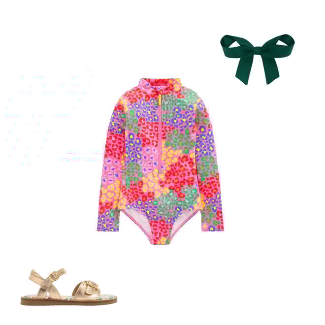 3rd bundle featuring 2 items which compliment Long-Sleeved Swimsuit-Pink Rainbow Leopard