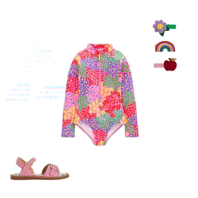 5th bundle featuring 2 items which compliment Long-Sleeved Swimsuit-Pink Rainbow Leopard