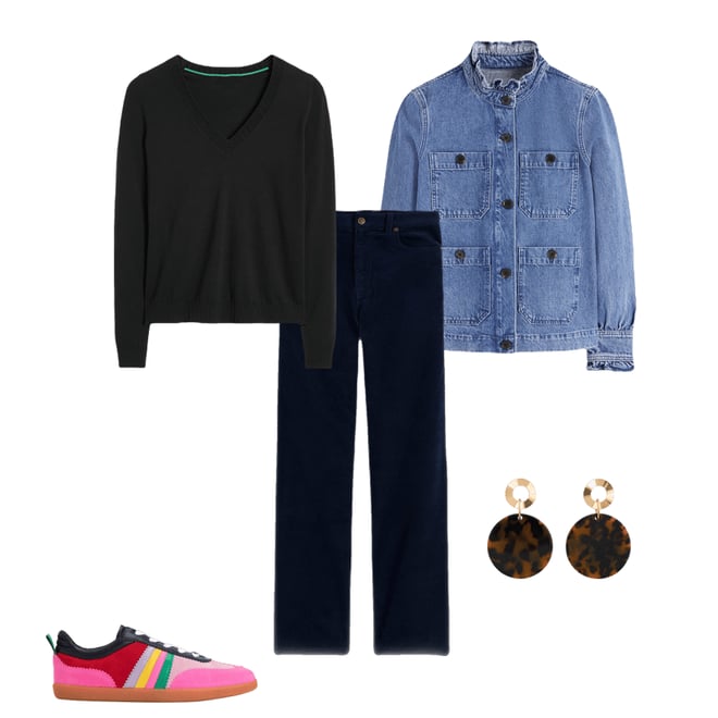 4th bundle featuring 4 items which compliment Emilia Cotton V-Neck Jumper-Black