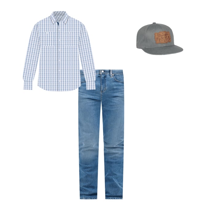 Wrangler® George Strait™ Long Sleeve Button Down Two Pocket Shirt in Pale Glen Check