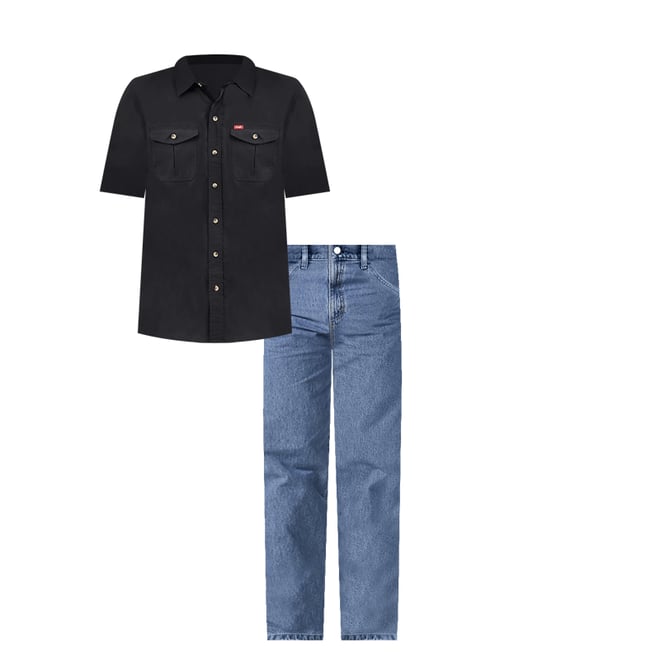 Men's Relaxed Stretch Poplin Shirt in Caviar