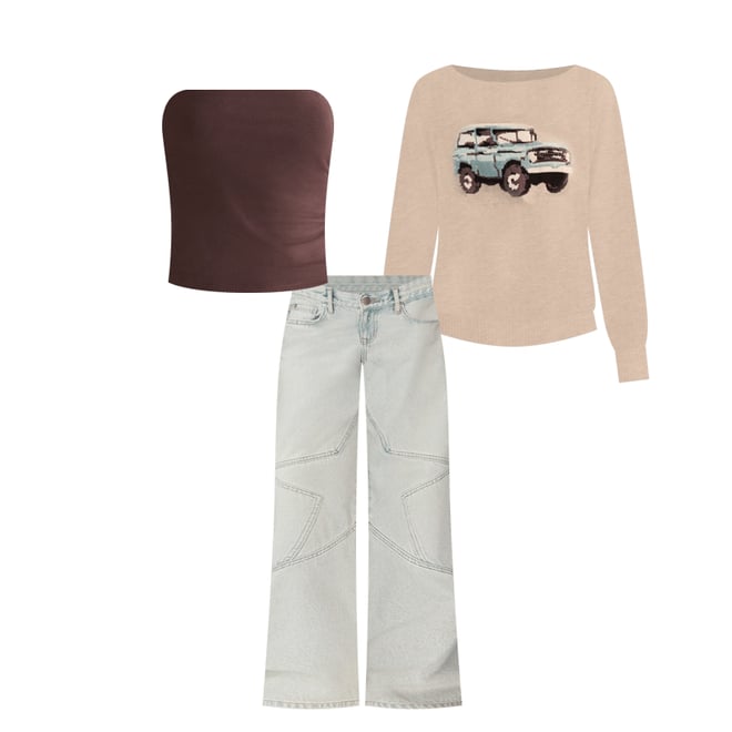 Demetra for Aero Super Low-Rise Baggy Wide Leg Jean
