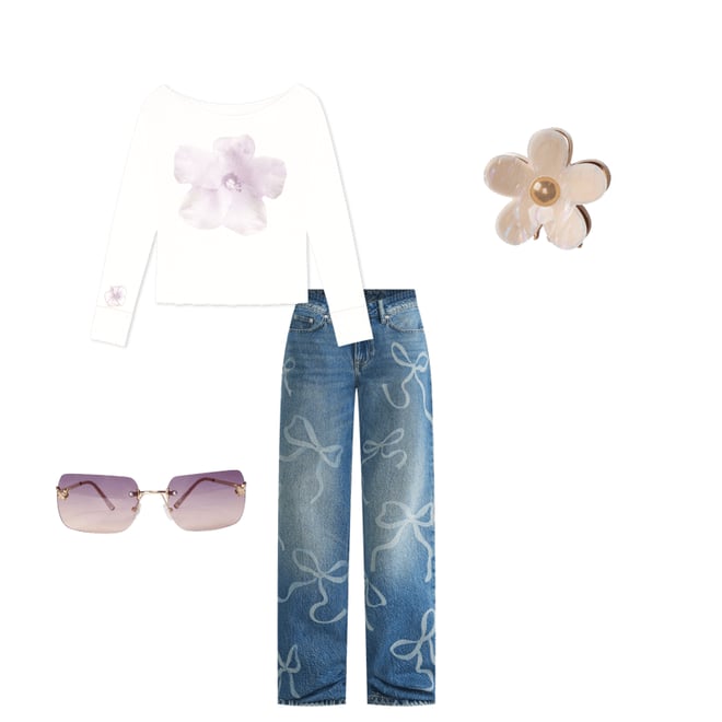 Long Sleeve Seriously Soft Hibiscus Off-The-Shoulder Tee