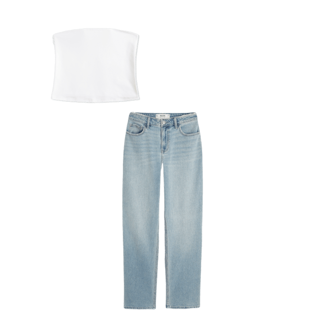 High-Rise Light Wash Straight Jeans