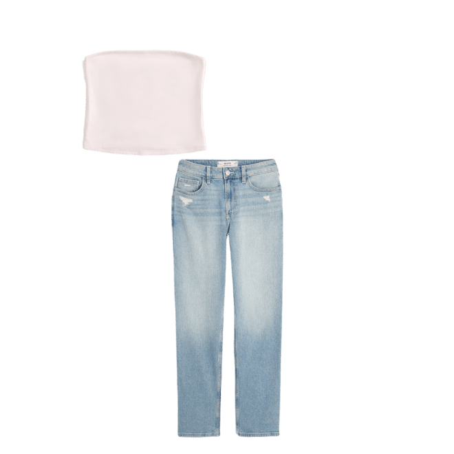 High-Rise Distressed Light Wash Straight Jeans