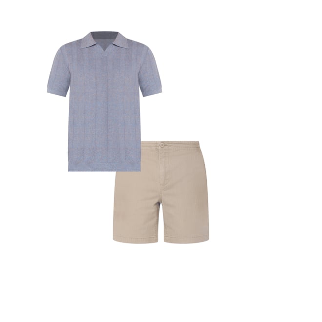 (取寄) リバプールロサンゼルス メンズ ショート スリーブ セーター ニット ポロ Liverpool Los Angeles men Short Sleeve Sweater Knit Polo Taupe LG809MS52-BLUE-PEACH-F-