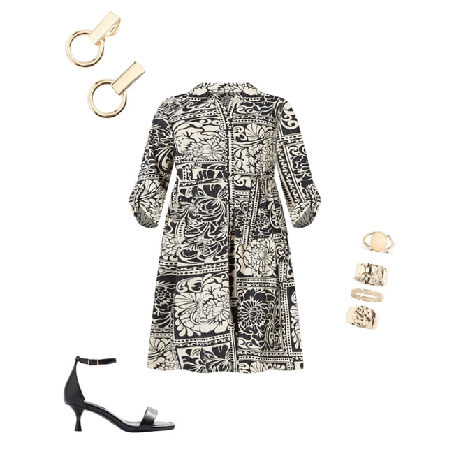  Cato Fashions | Cato Plus Size Contrast Floral Patchwork Midi Dress