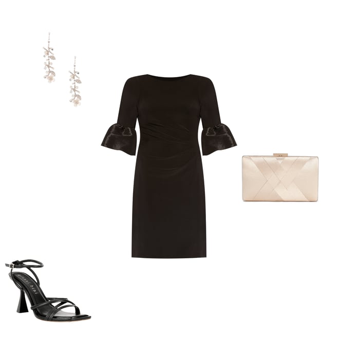 Adrianna Papell Stretch Boat Neck 3/4 Bell Sleeve Ruched Waist Sheath Dress  | Dillard's