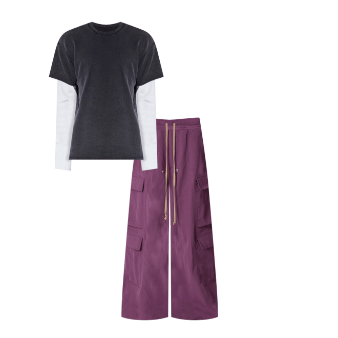 French Terry Double Layer Thermal L/S Tee - Washed Black