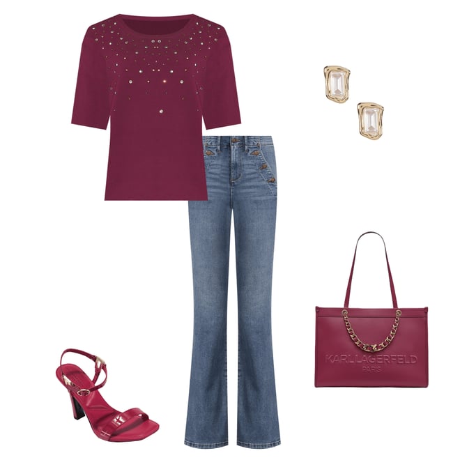 KARL LAGERFELD PARIS Flare Leg Stretch Denim Sailor Jeans Dillard's