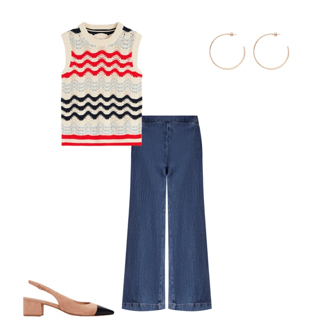 5th bundle featuring 3 items which compliment Pull-on Denim Trousers-MID WASH