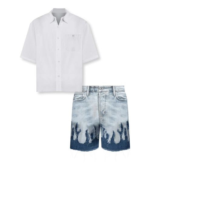 Flame Denim Shorts - Blue | mnml | shop now