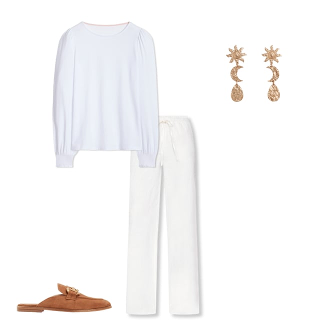 3rd bundle featuring 3 items which compliment Islington Linen Trousers-White