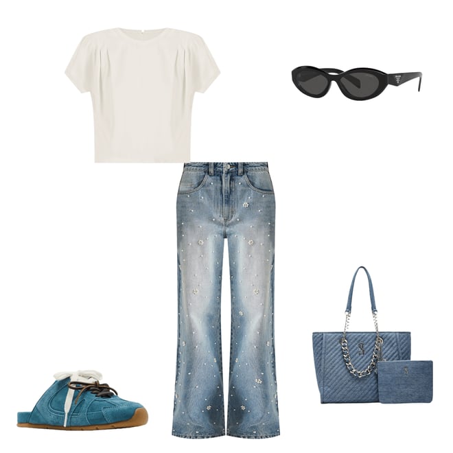 Steve Madden Fianna Pearl Floral Pattern Embellished Barrel