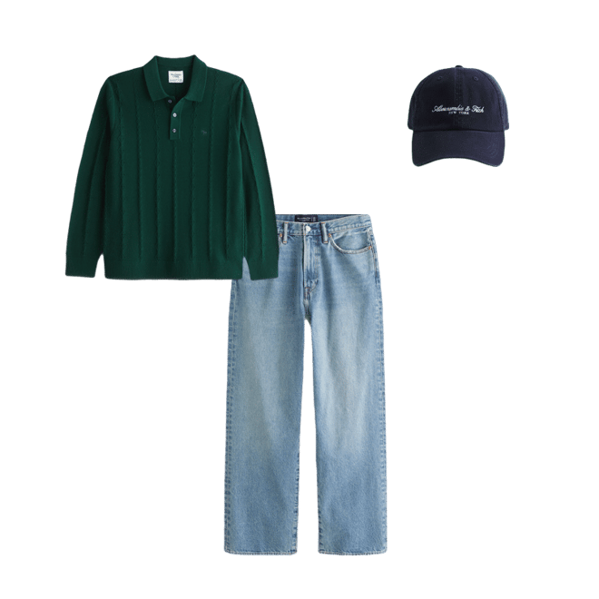 Langärmliges 3-Knopf-Pullover-Polo mit Symbol
