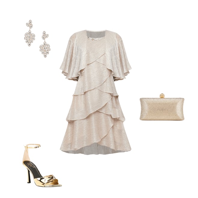 Ignite Evenings Petite Size Short Sleeve Embellished Crew