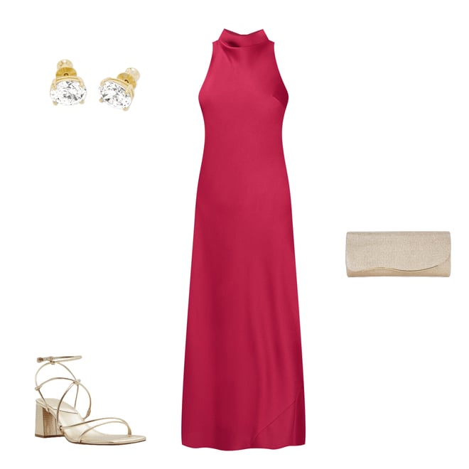 Aidan Mattox Halter Neck Sleeveless Satin Sheath Tie Back