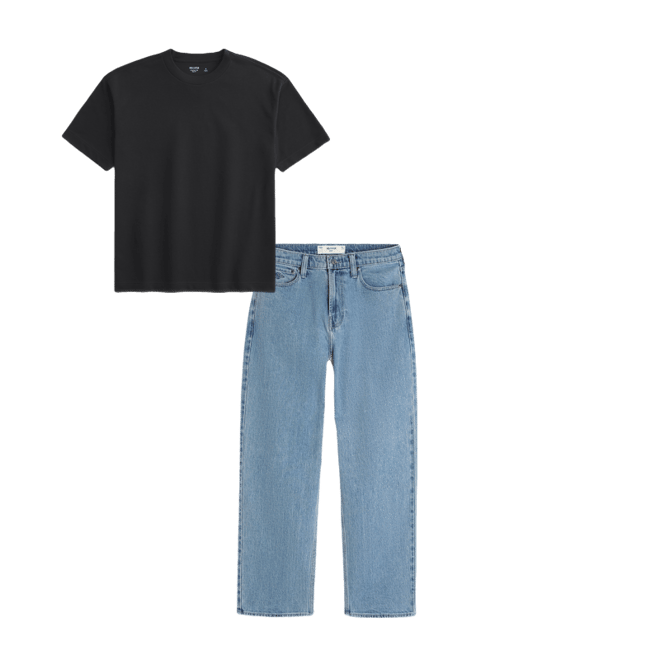 Medium Wash Embroidered Baggy Jeans