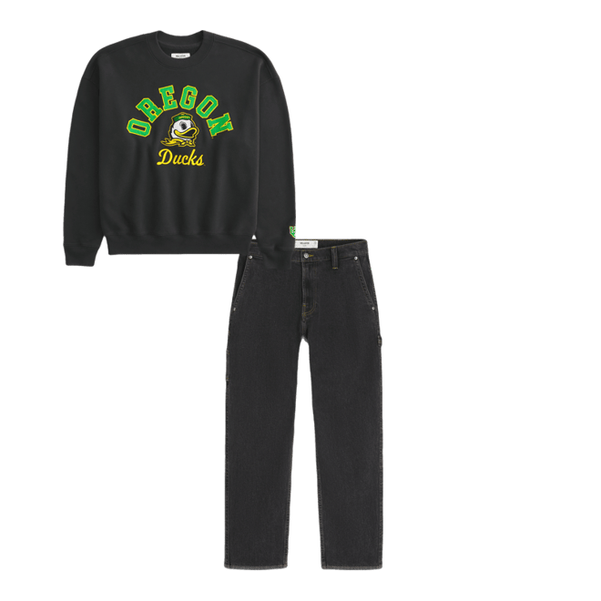 Boxy University of Oregon Ducks Graphic Crew Sweatshirt