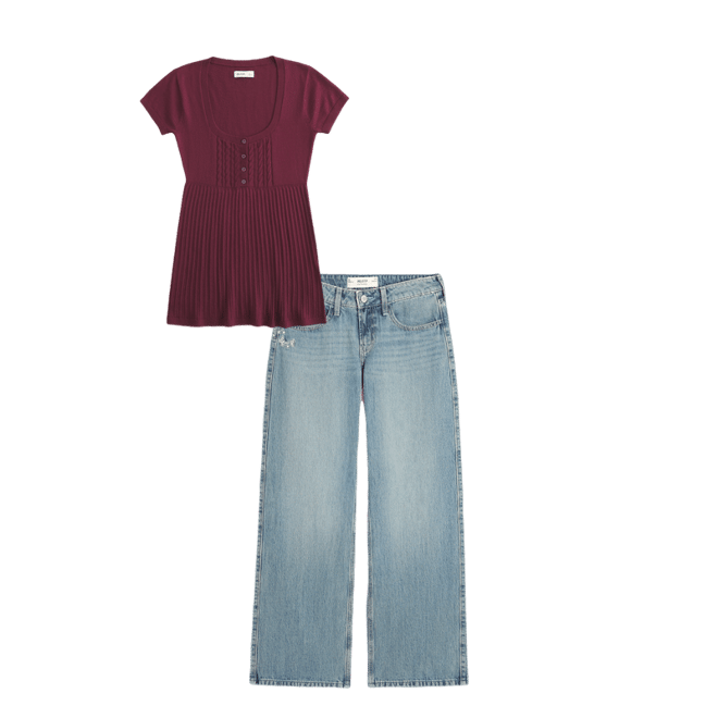 Short-Sleeve Henley Babydoll Top
