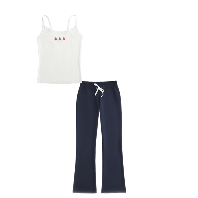 Lace Trim Ladybug Graphic Tank