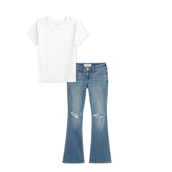 Low-Rise Ripped Medium Wash Boot Jeans