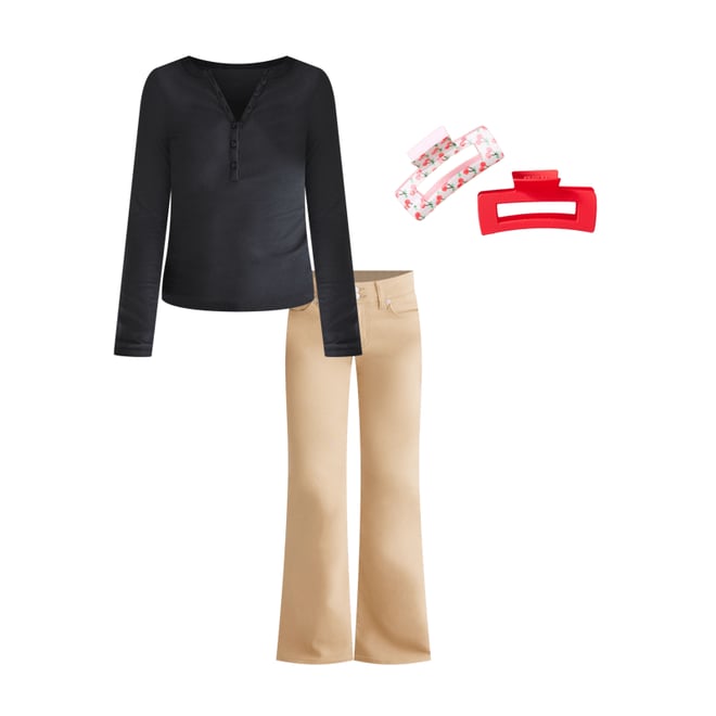 Mid-Rise Flare Uniform Pants