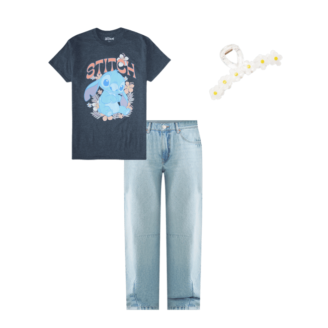 Stitch Floral Oversized Graphic Tee