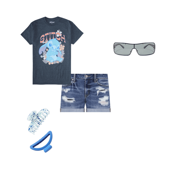 Stitch Floral Oversized Graphic Tee