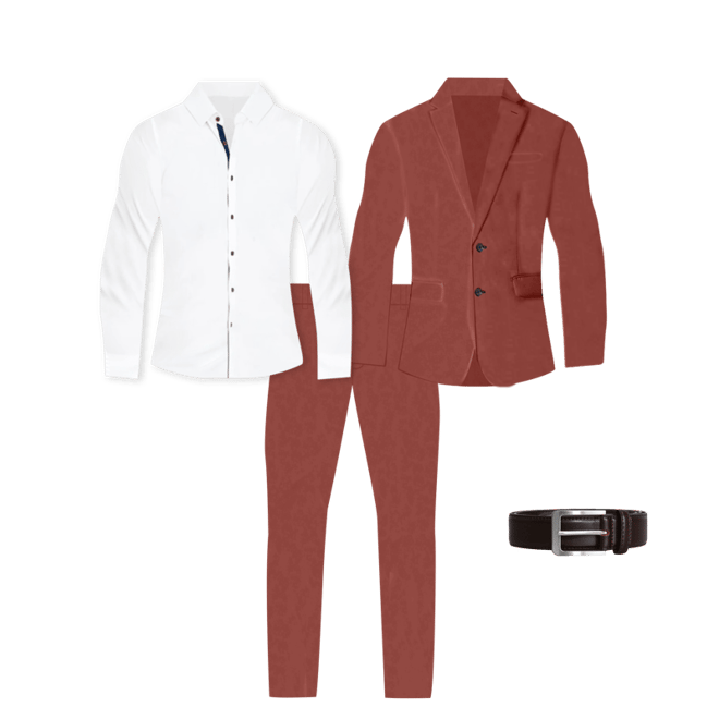 Athletic Fit Stretch Suit - Solid Brick