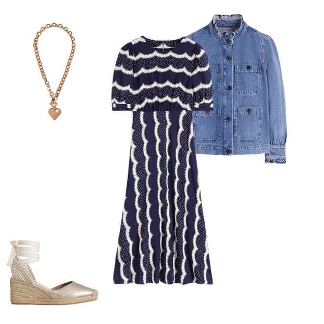 2nd bundle featuring 3 items which compliment Denim Frill Collar Jacket-Mid Wash