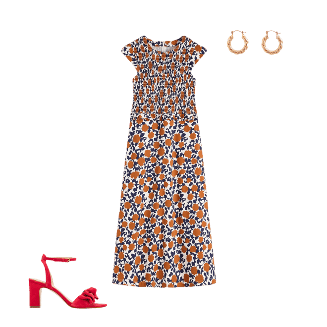 boden smocked bodice midi dress BODEN Smocked Bodice Midi Dress