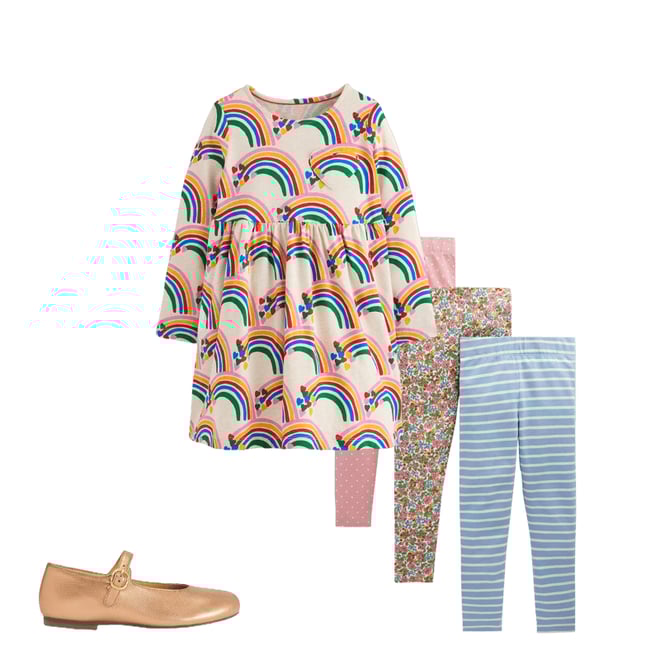 5th bundle featuring 2 items which compliment Heart Pocket Fun Jersey Dress-Oatmeal Marl Rainbow Hearts