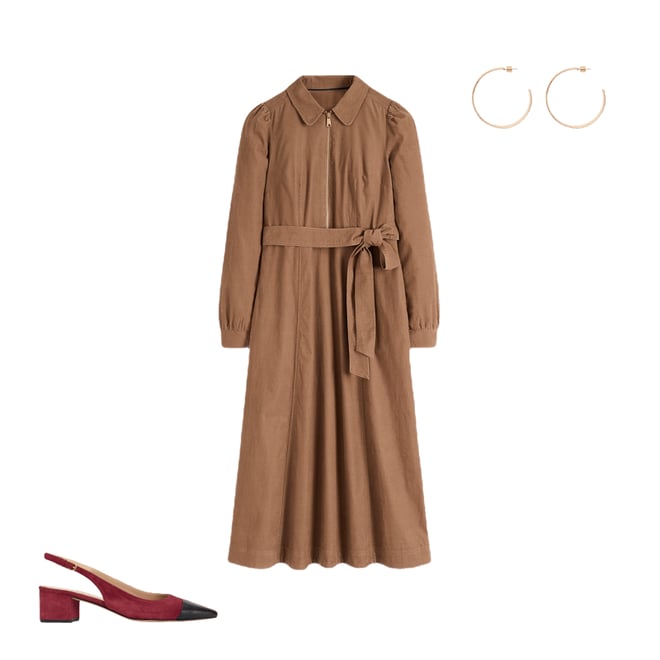 Adelaide Zip Cord Midi Dress-Latte Boden USA